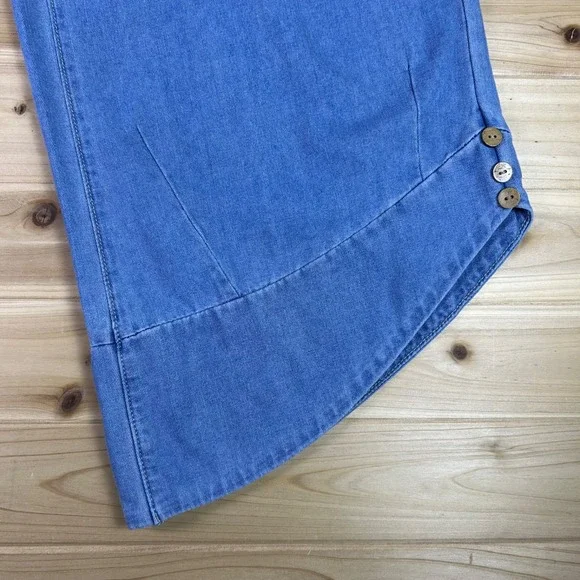 Shein Jeans Womens 27 Wide Leg High Rise Elastic Waist Angled Hem Denim Jeans - Picture 2 of 15